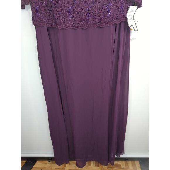 Alex Evenings Deep Plum One Piece Gown Womens 16W NWT Formal Wedding Holidays - Picture 4 of 13